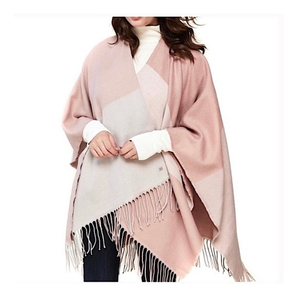 Soia & Kyo Pink Beige Wrap Shawl Fringe Trim Scarf